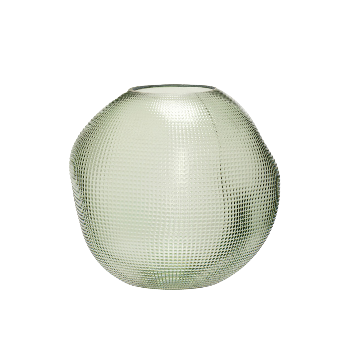 Dimpled organic shaped glass vase green 20cm