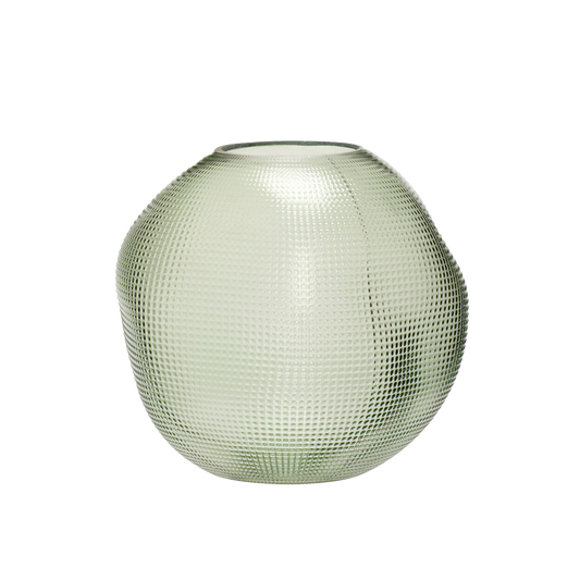Dimpled organic shaped glass vase green 20cm