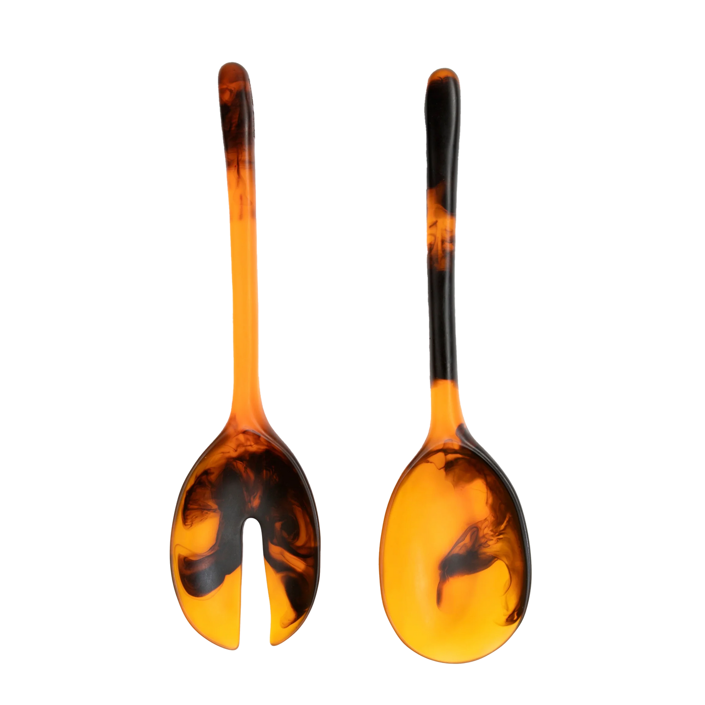 Resin salad servers tortoise shell