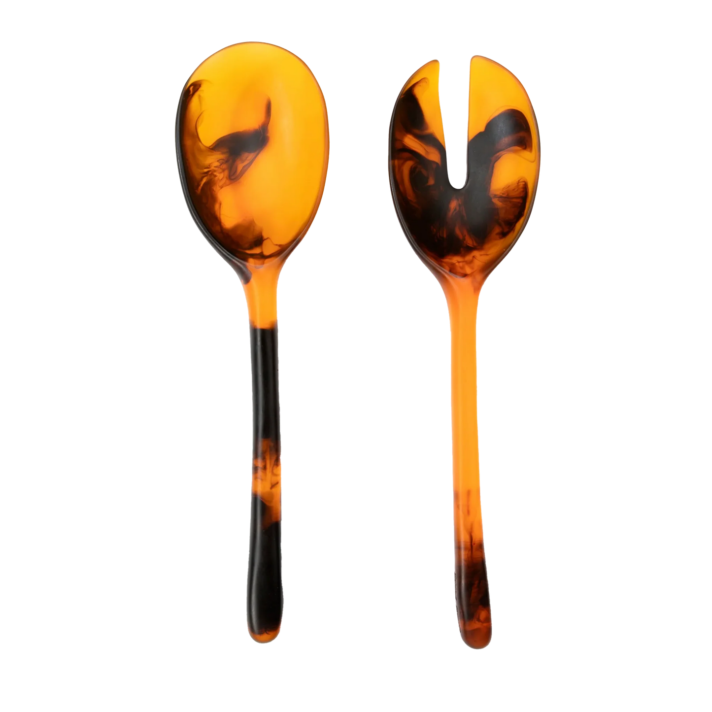 Resin salad servers tortoise shell