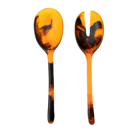 Resin salad servers tortoise shell