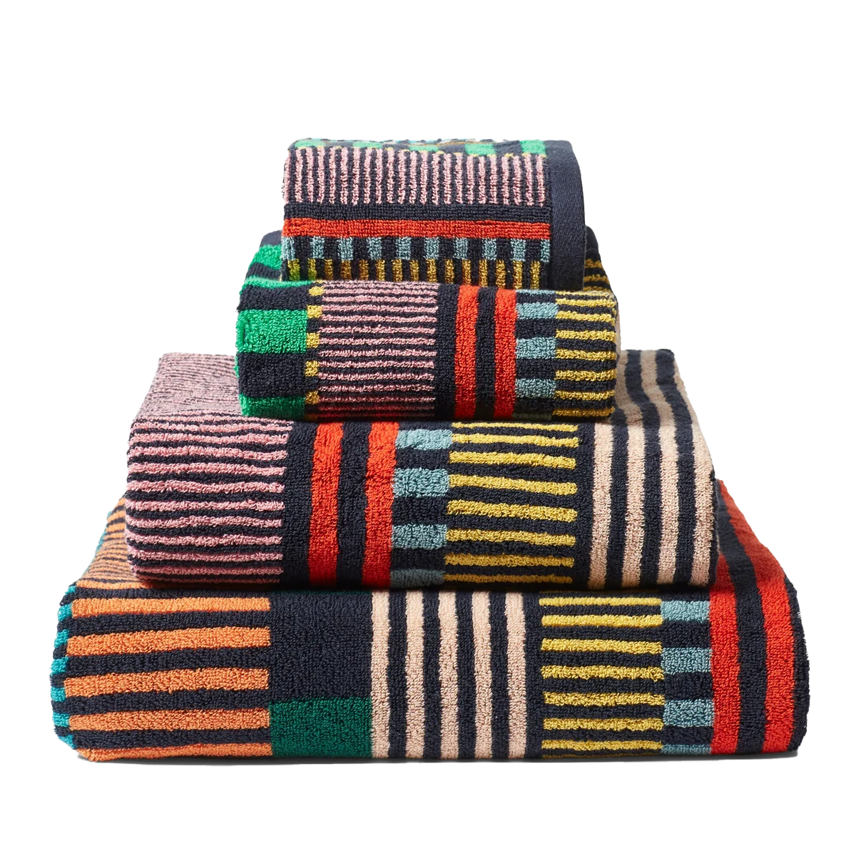 Donna Wilson multi stripe towel range