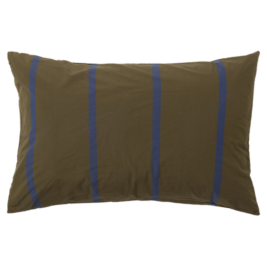 Duo pillowcase pair ivy with aegean stripe