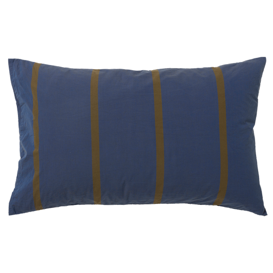 Duo pillowcase pair aegean with ivy stripe