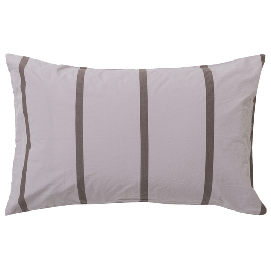Duo pillowcase pair pansy with rye stripe