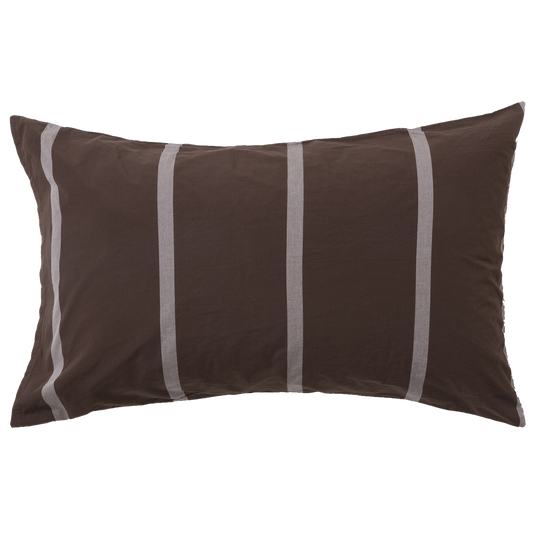 Duo pillowcase pair rye with pansy stripe