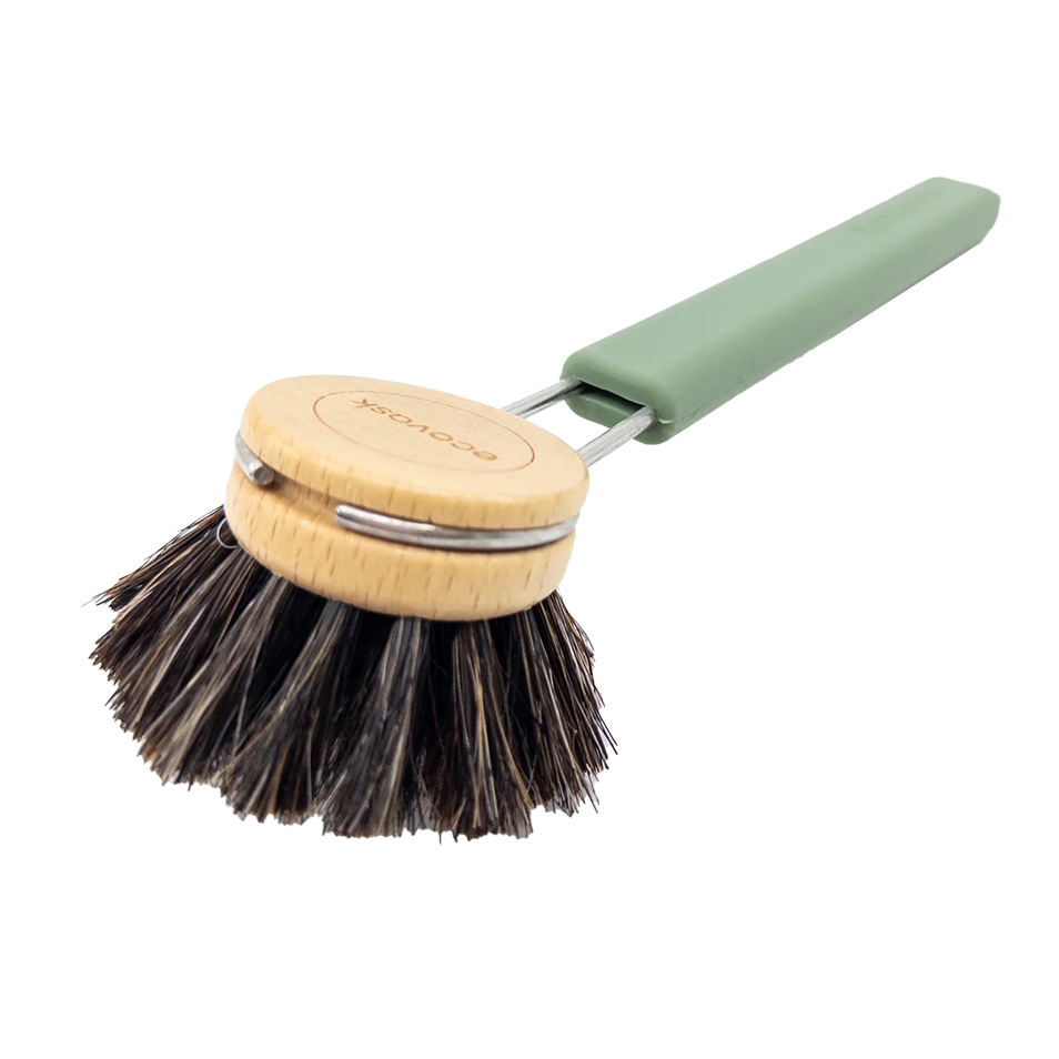 Beechwood & silicone handle dish brush sage