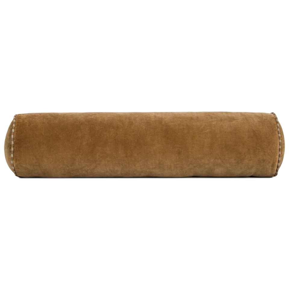 Elliot velvet bolster cushion 70cm butterscotch