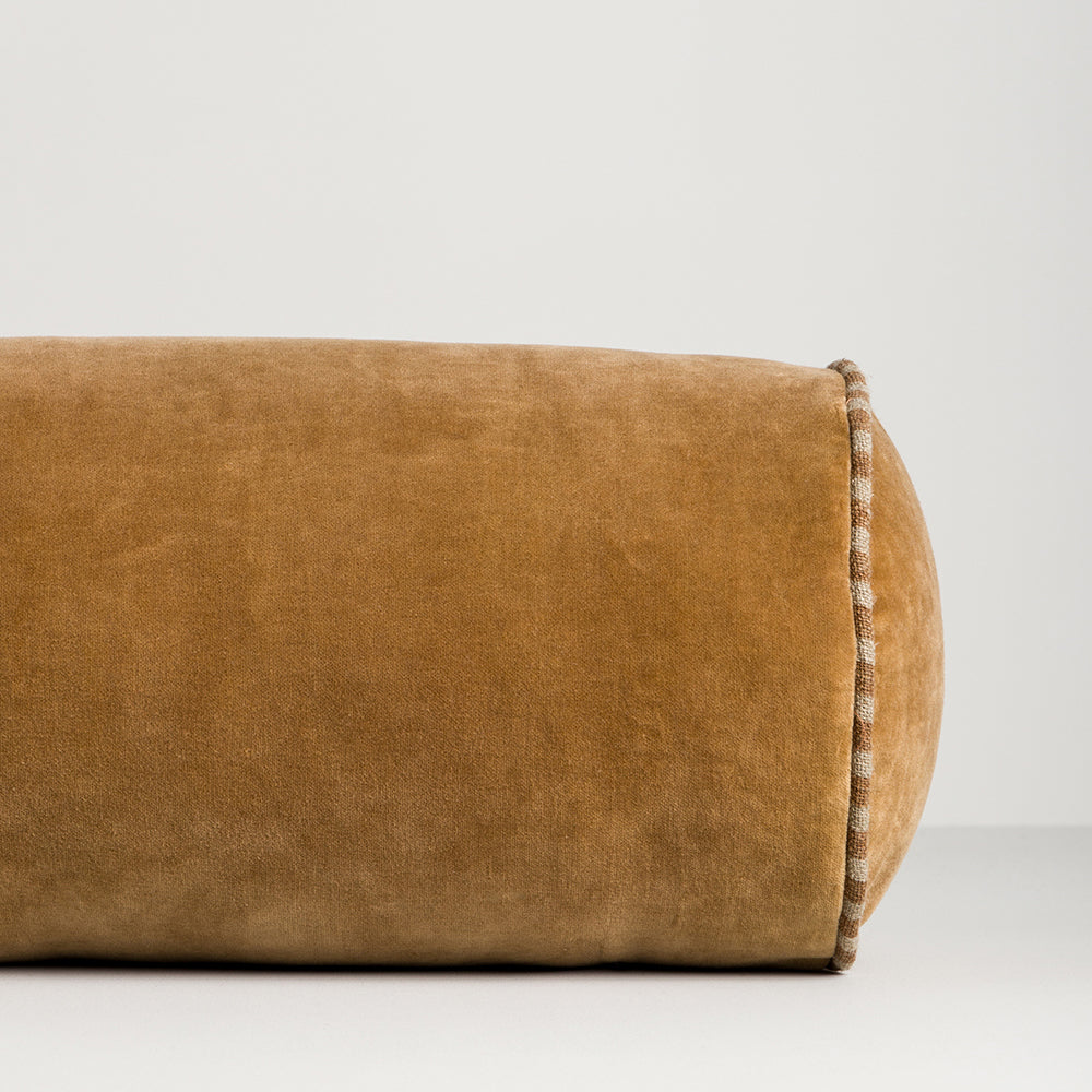 Elliot velvet bolster cushion 70cm butterscotch