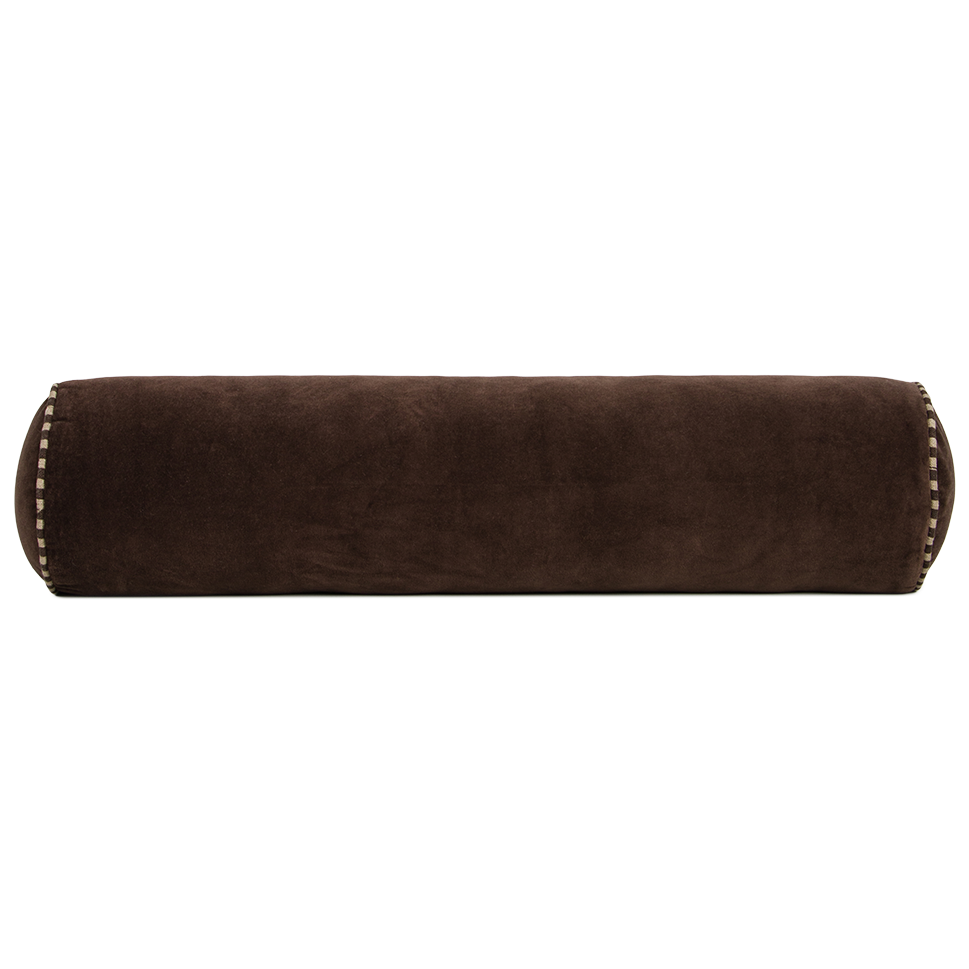 Elliot velvet bolster cushion 70cm chocolate