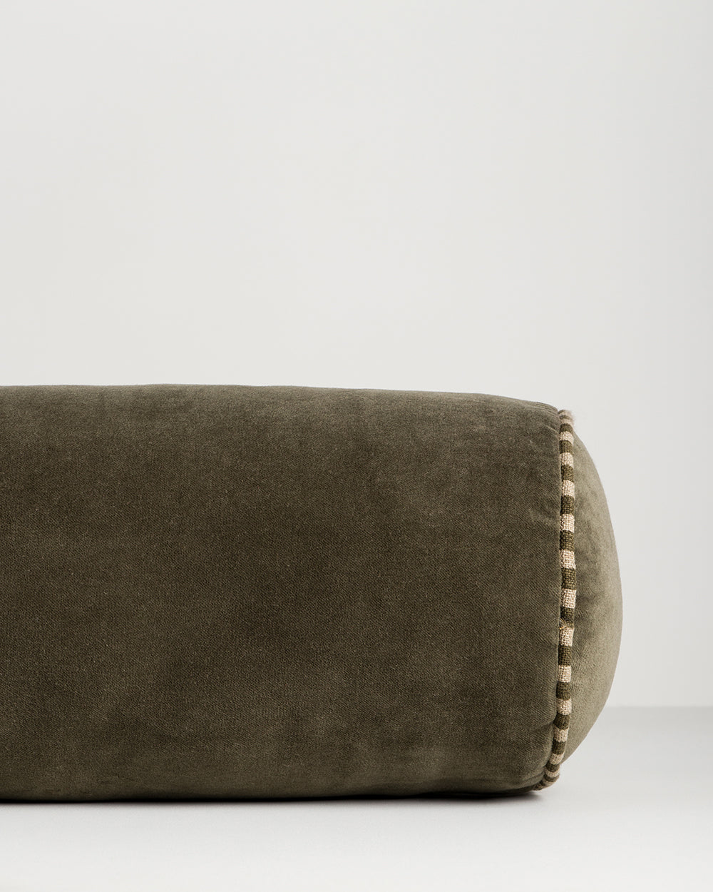 Elliot velvet bolster cushion 70cm thyme