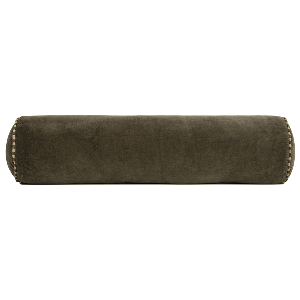 Elliot velvet bolster cushion 70cm thyme
