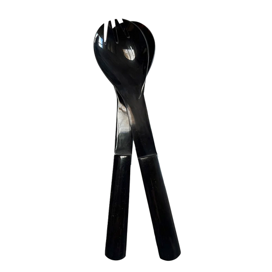 Ethically sourced horn salad servers 30cm dark
