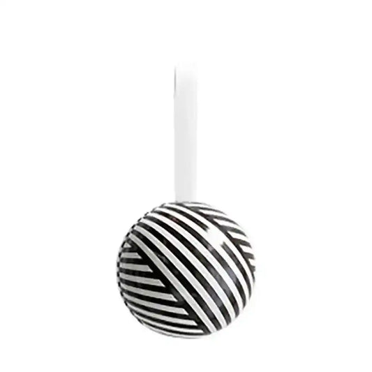 Xmas tin bauble black & white stripes