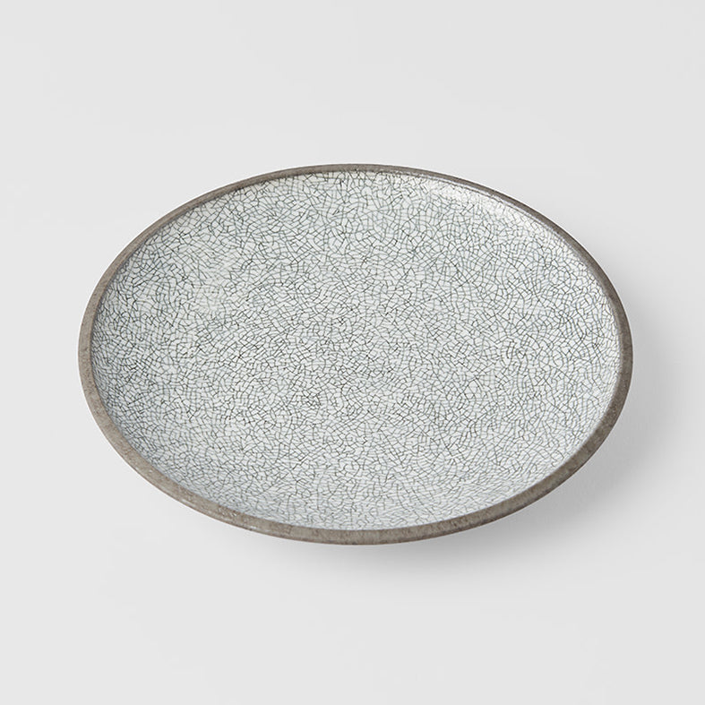 Crazed grey side plate 20cm