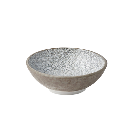 Crazed grey small shallow bowl 13cm