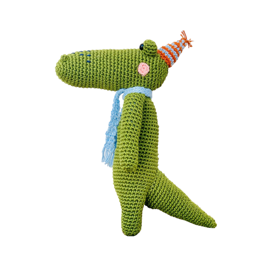 Fairtrade knit Olly crocodile toy