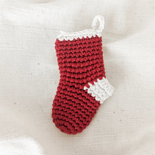 Fairtrade mini knit Christmas stocking 8cm