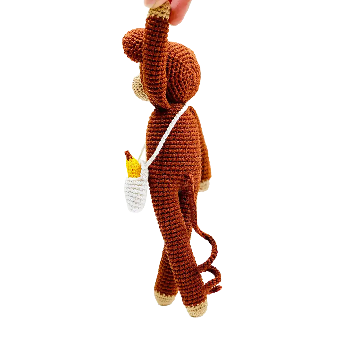 Fairtrade knit monkey toy with banana