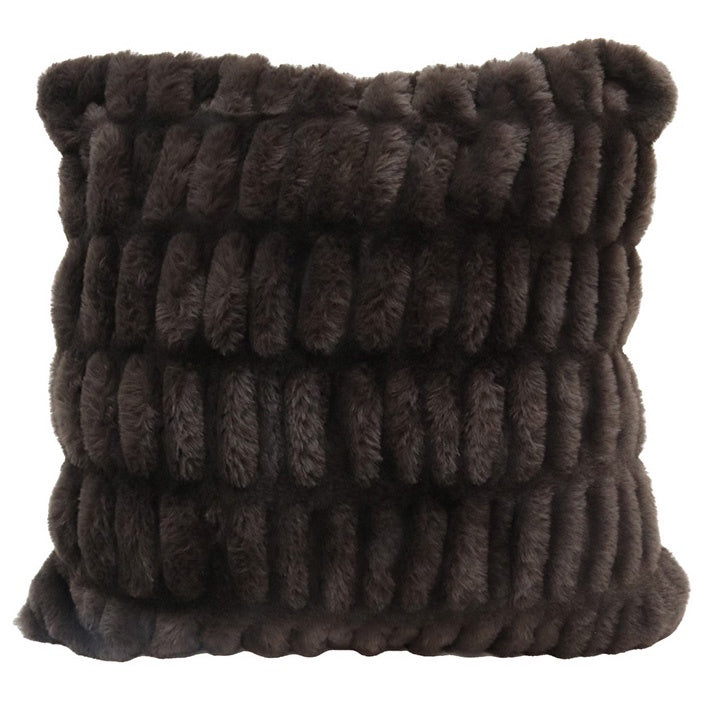 Faux fur ribbed cushion cover chocolate 45cm