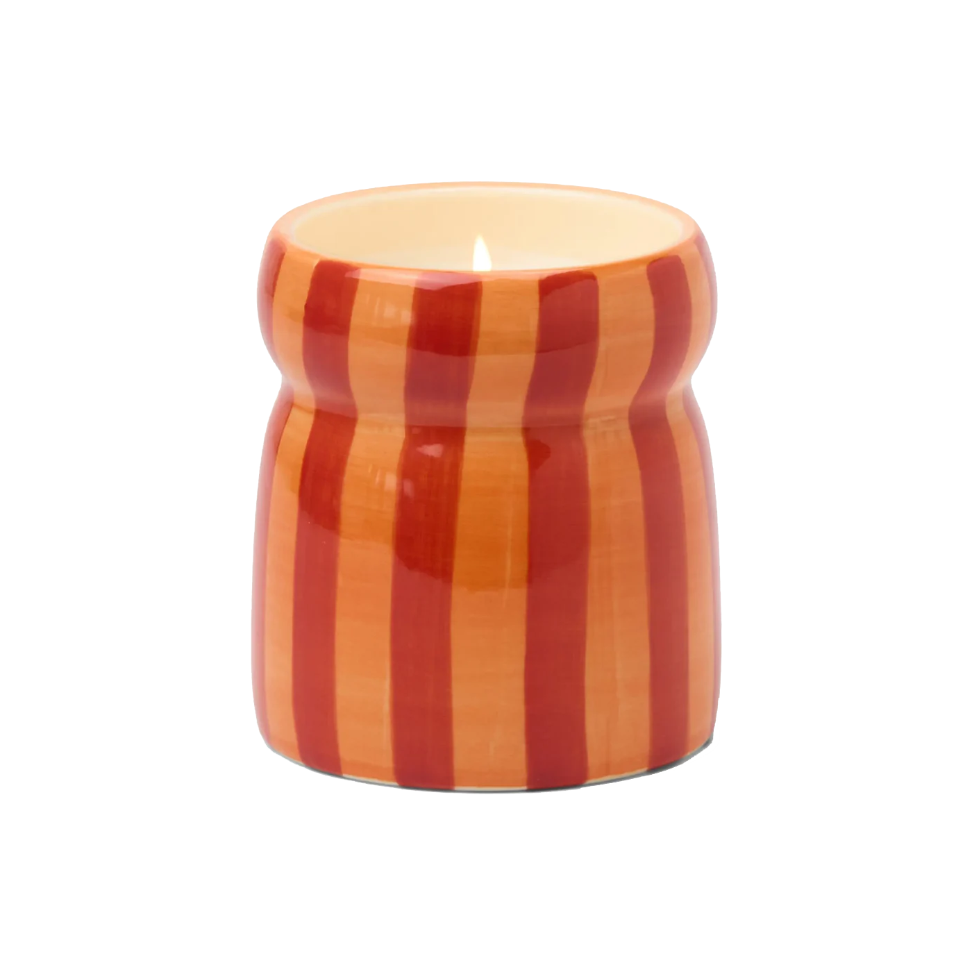 Striped ceramic soy candle with lid spiced apple