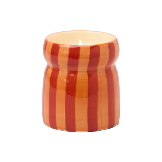 Striped ceramic soy candle with lid spiced apple
