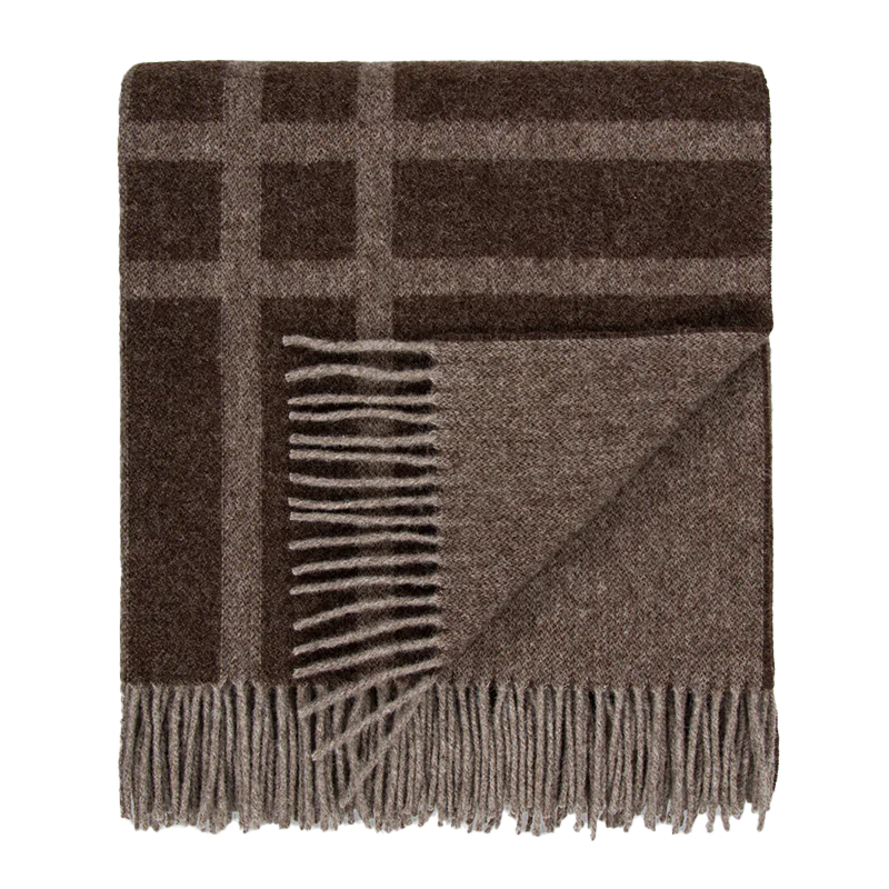 Fiordland NZ reversible wool throw 190 x 220cm walnut