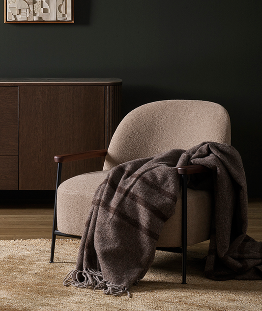 Fiordland NZ reversible wool throw 190 x 220cm walnut