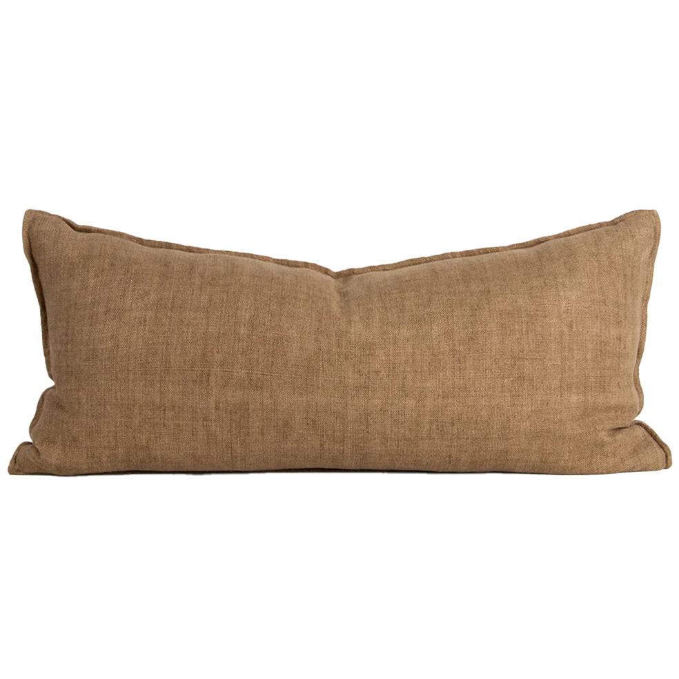 Flaxmill long linen cushion cover fenugreek 90cm