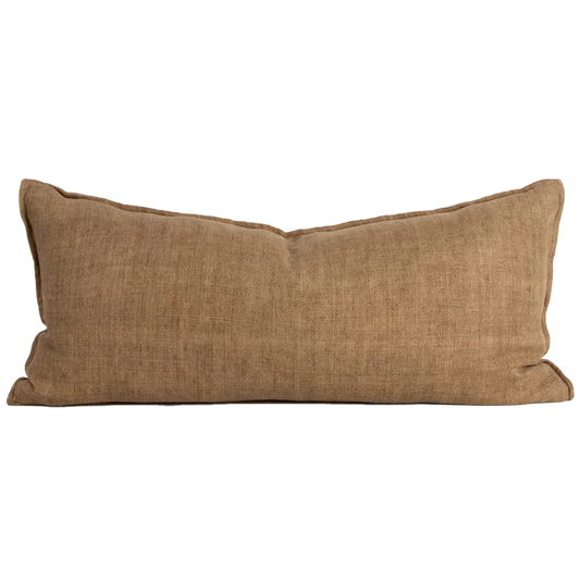 Flaxmill long linen cushion cover fenugreek 90cm