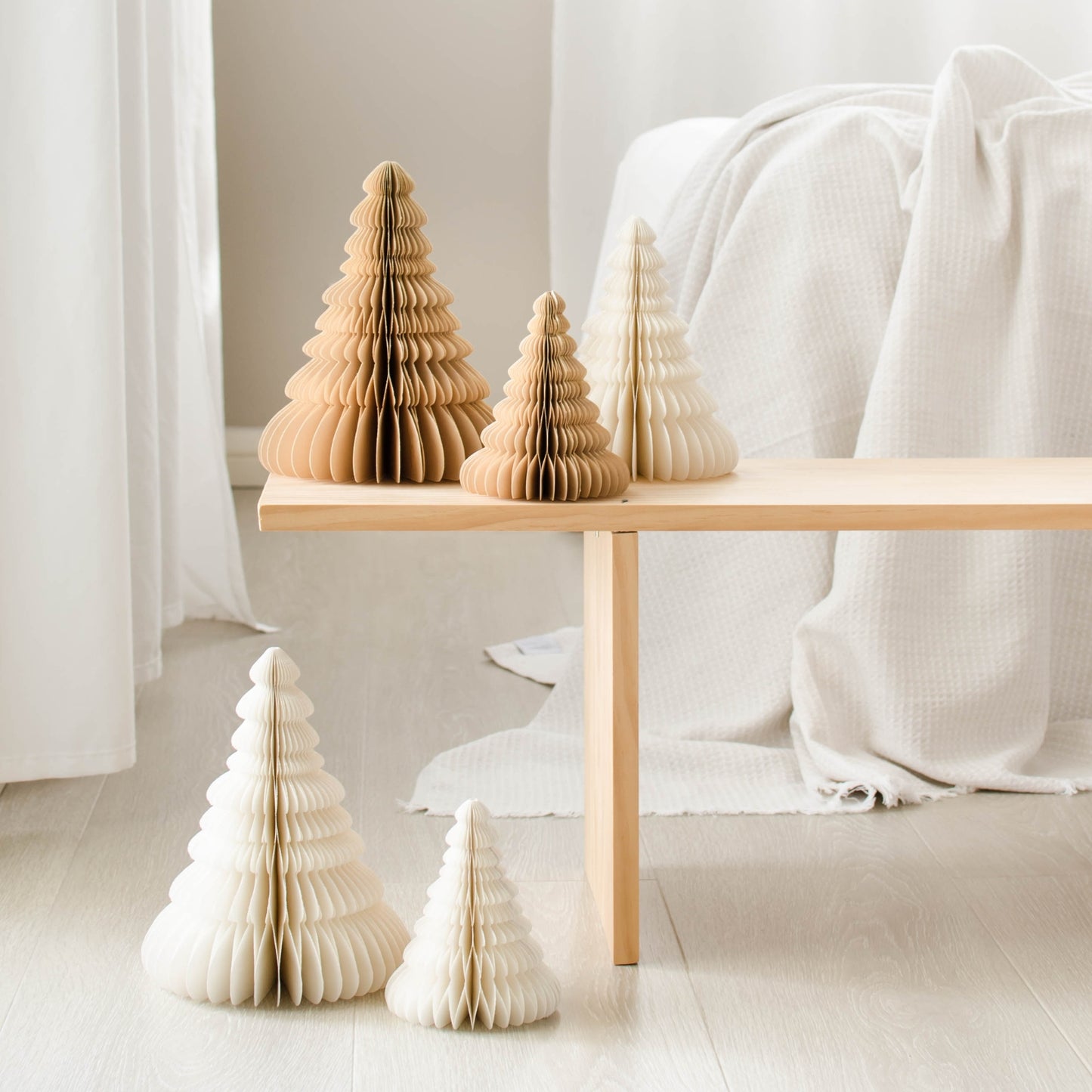 Standing paper xmas tree ornament off-white 24cm