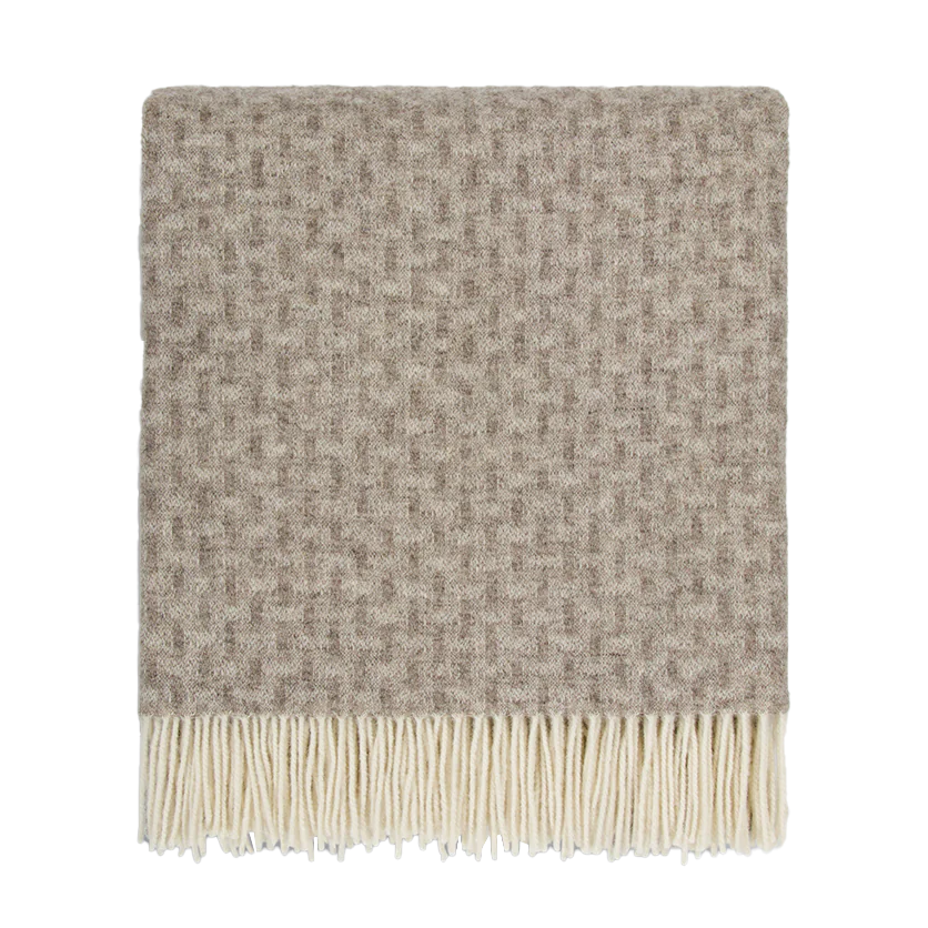 Flemish NZ lambswool throw 190 x 220cm fawn