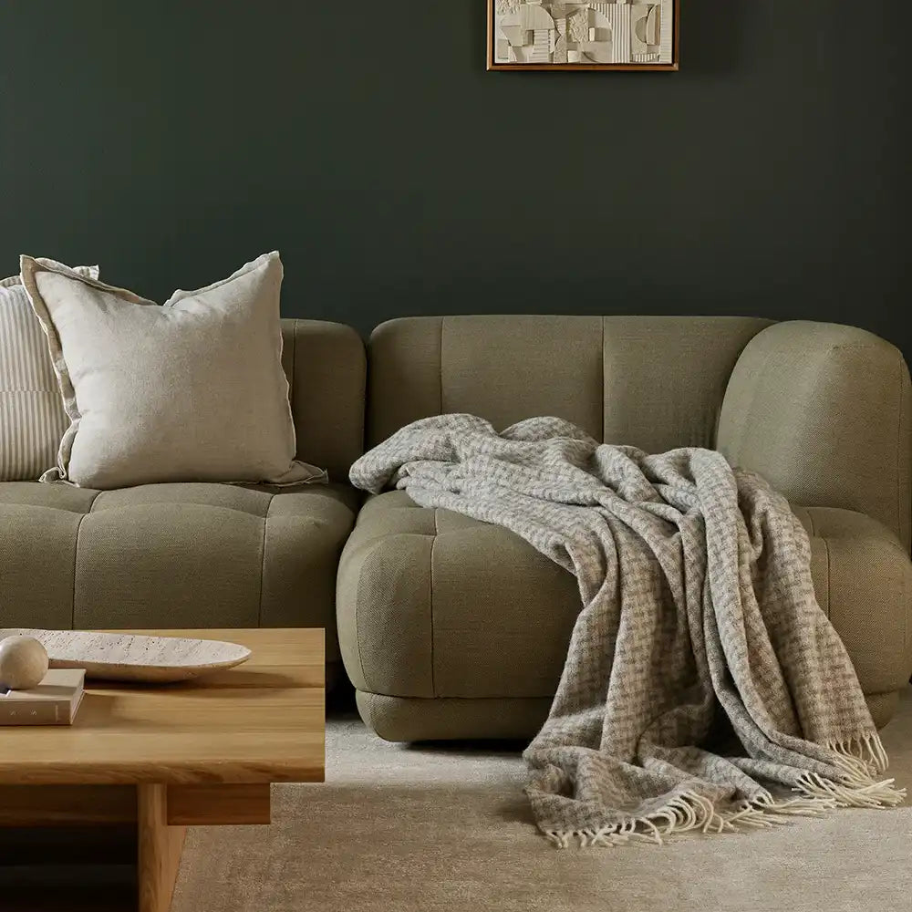 Flemish NZ lambswool throw 190 x 220cm fawn