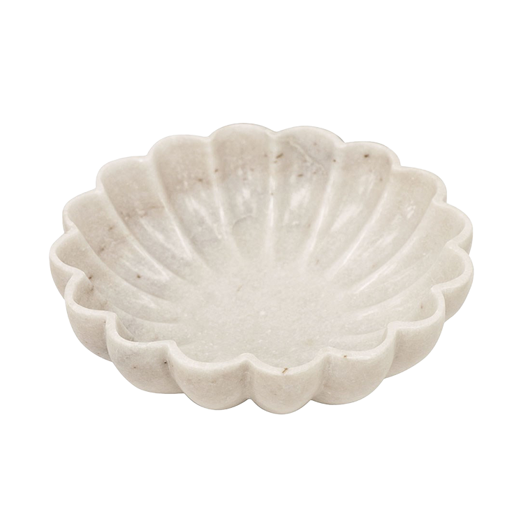 Flora pleated marble dish 25cm