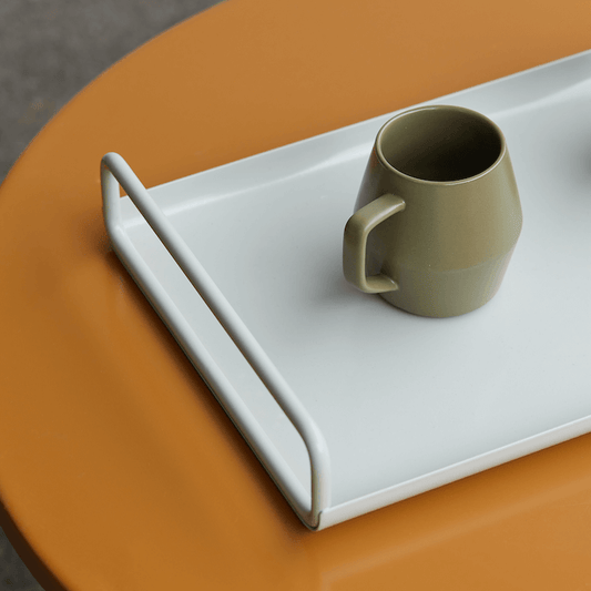 Metal tray with handles fog