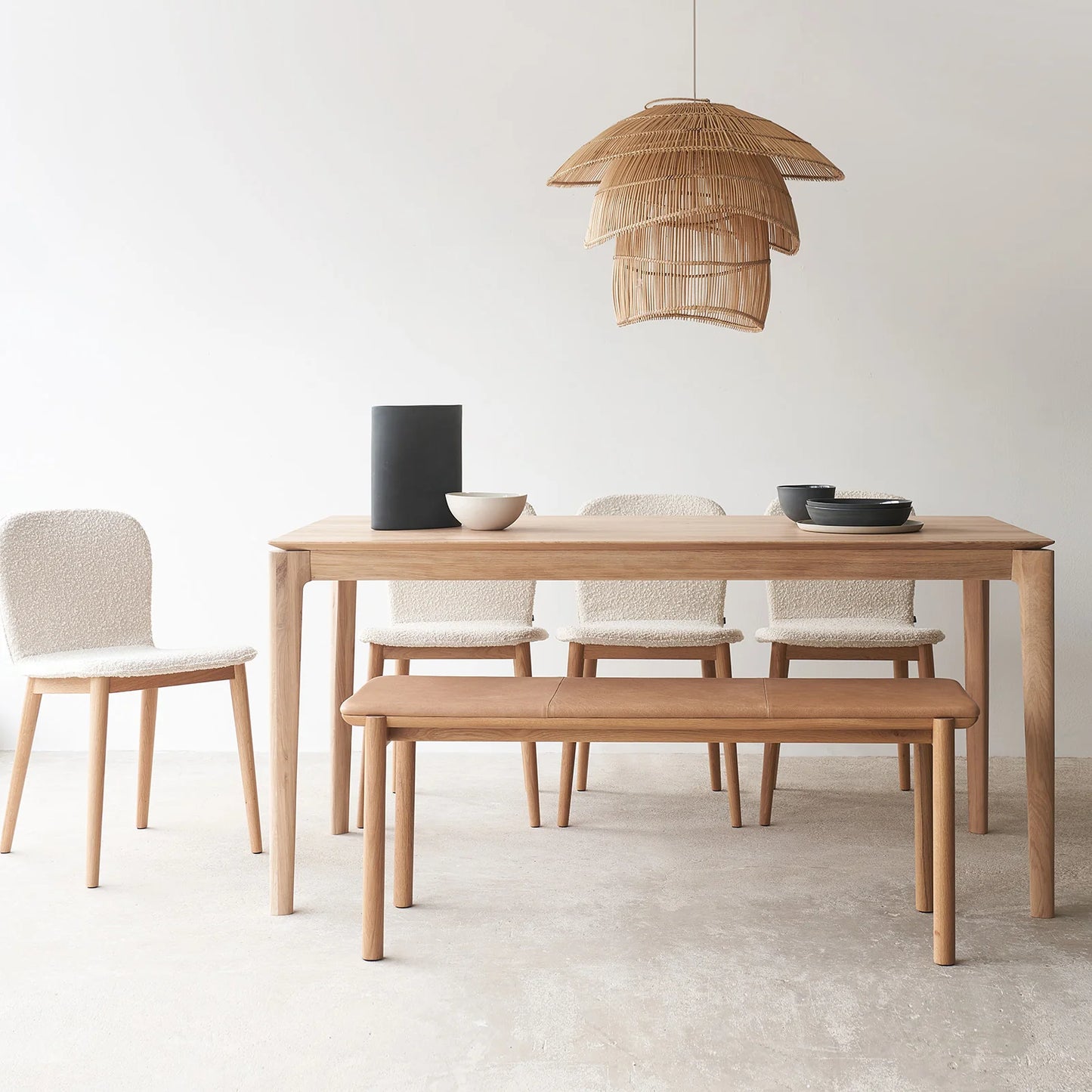 French oak dining table natural