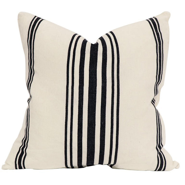 Freya linen cushion cover indigo stripe 50cm