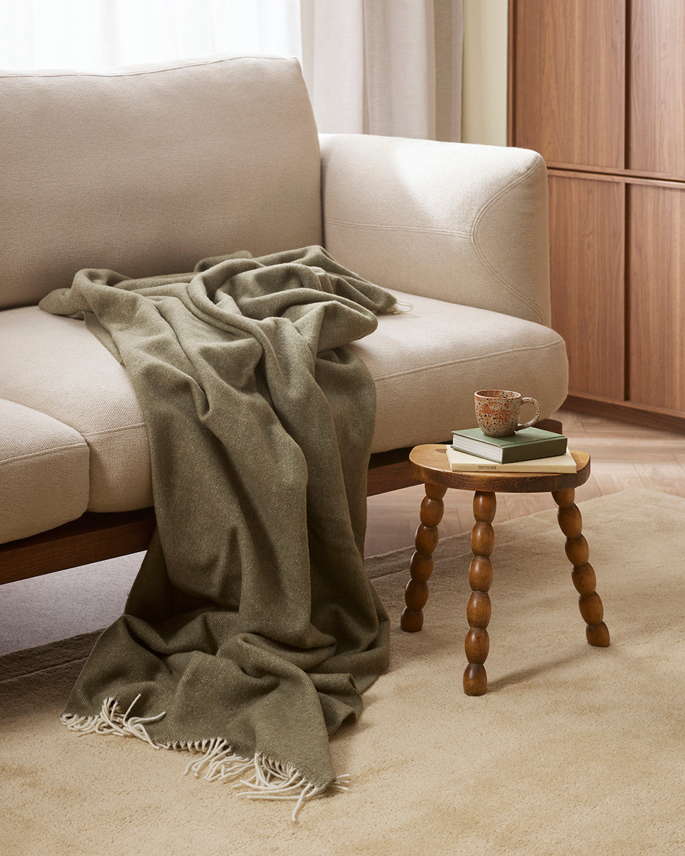 Mosman merino wool throw 140 x 200cm olive