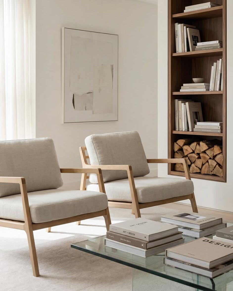 Nysse solid oak armchair oatmeal