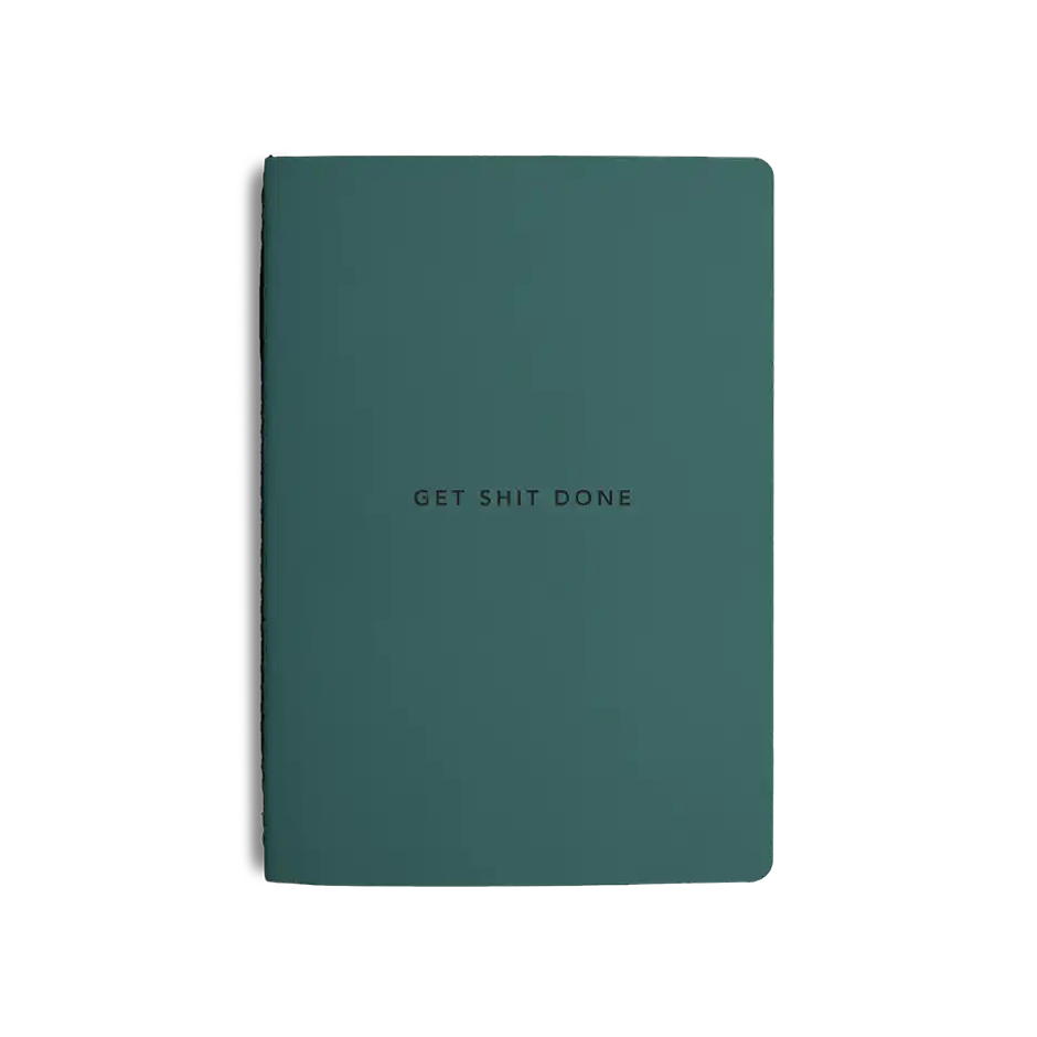Get Shit Done lined notebook A5 teal green
