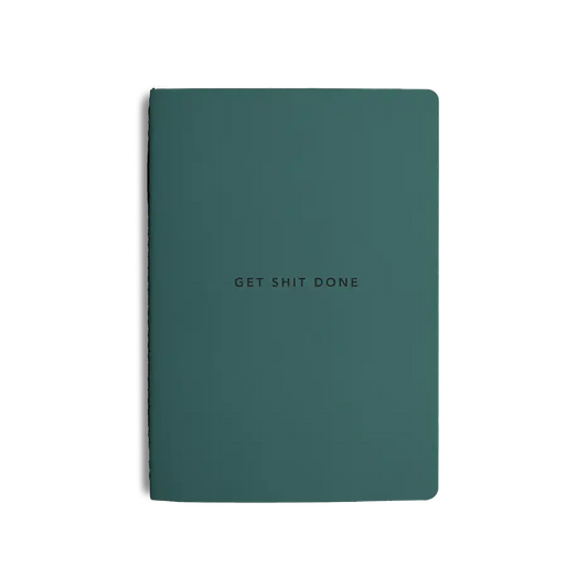 Get Shit Done lined notebook A5 teal green