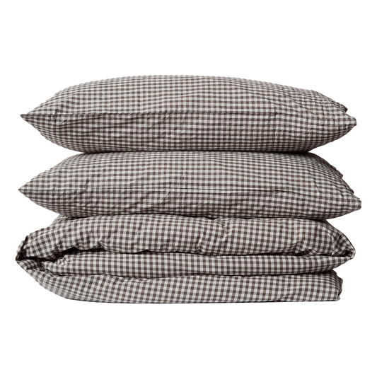 Gingham organic cotton duvet cocoa