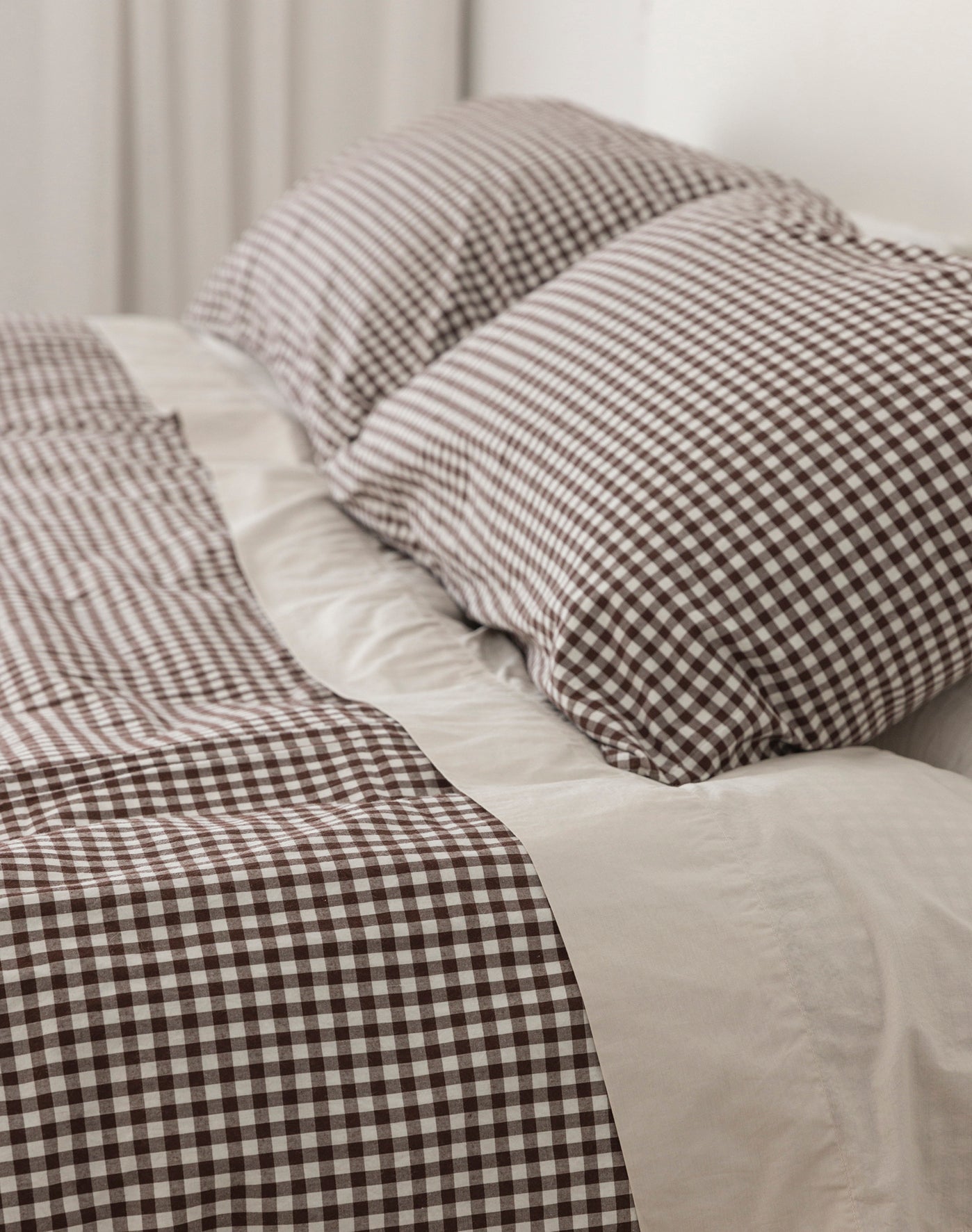 Gingham organic cotton duvet cocoa