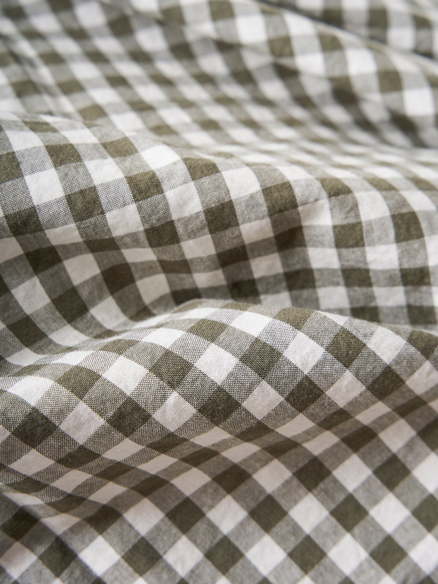 Gingham organic cotton duvet olive