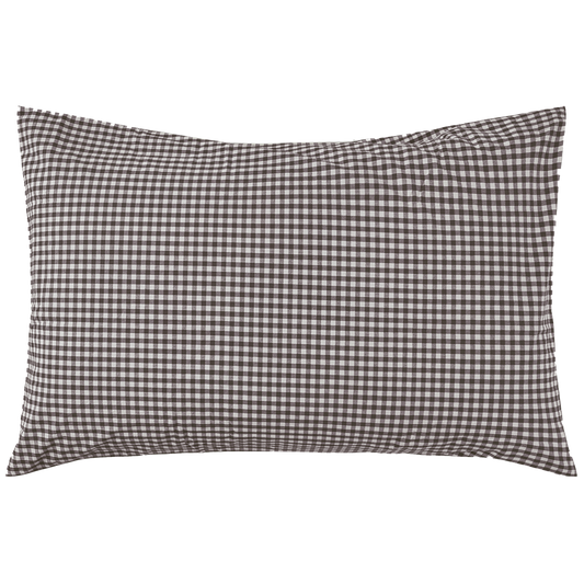Gingham organic cotton pillowcase pair cocoa