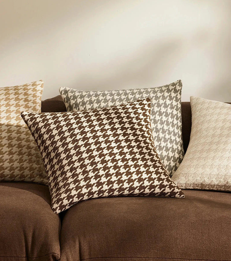 Boucle houndstooth cushion cover oatmeal 50cm