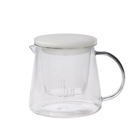 Glass teapot with white porcelain lid 500ml