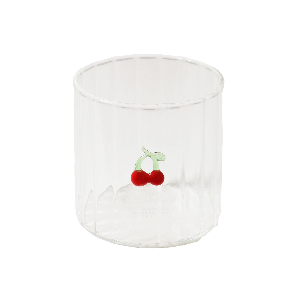Glass tumbler with cherry motif