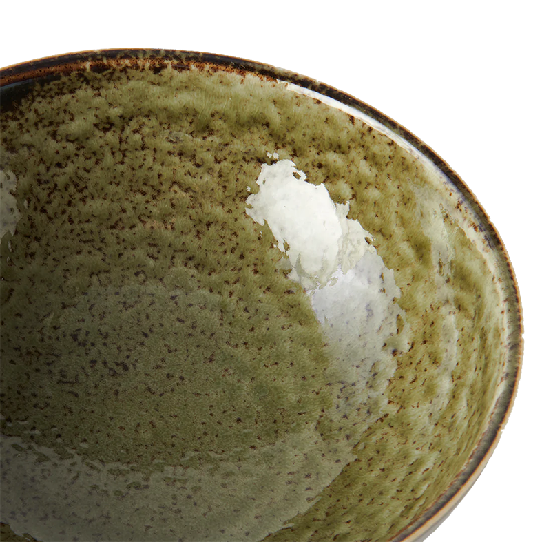Glossy U-shaped bowl 21cm sage