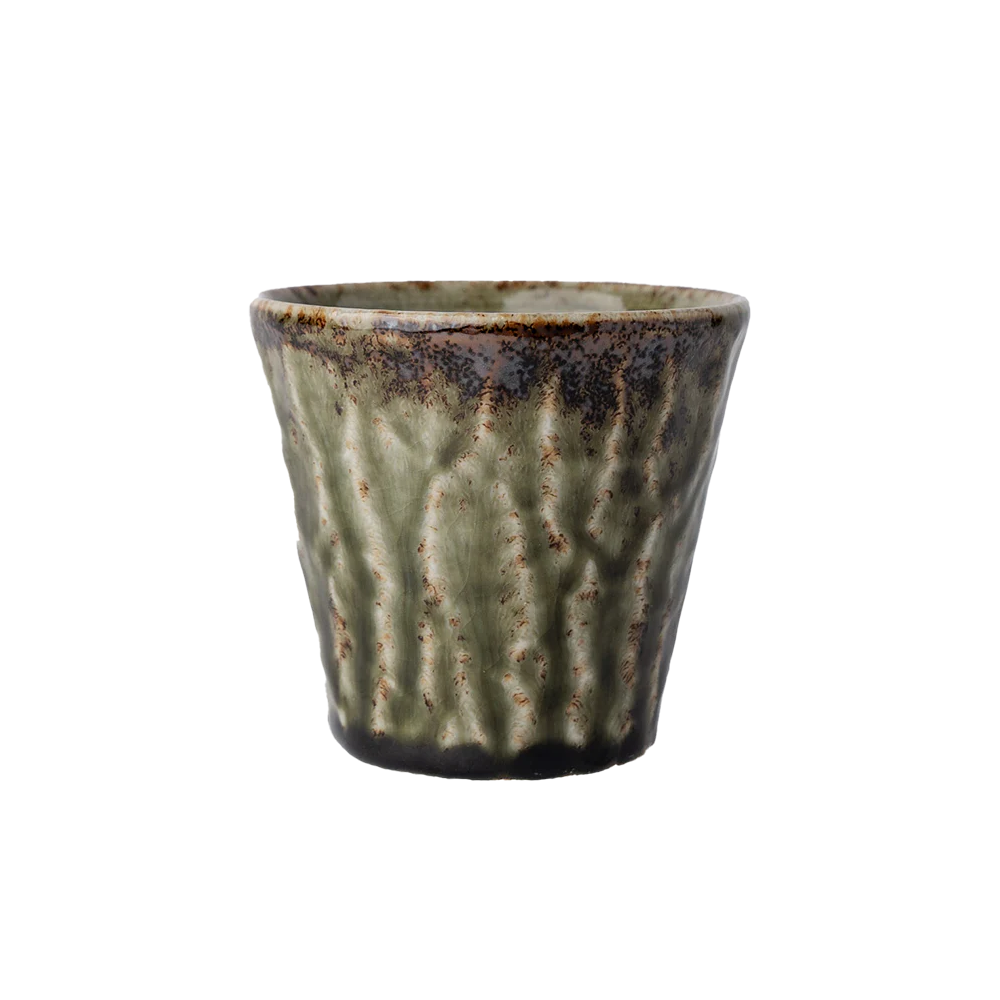 Glossy sage ribbed cup